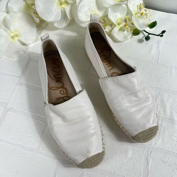 Sam Edelman Womens Espadrille Size 6.5 White Leather Slip on - Picture 3 of 15